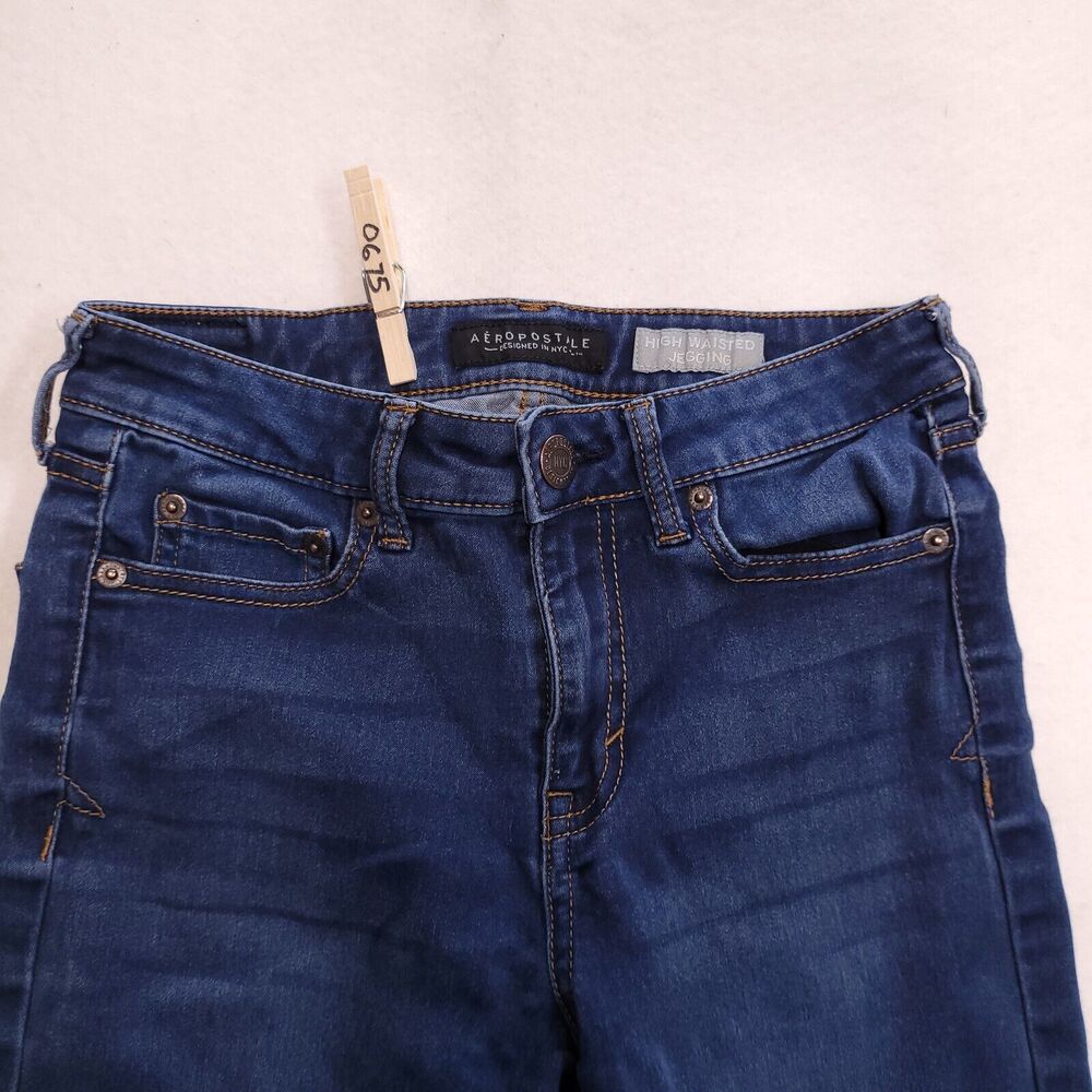 Aeropostale High Waisted Jegging Denim Medium Wash Jeans Womens Size 0 Blue